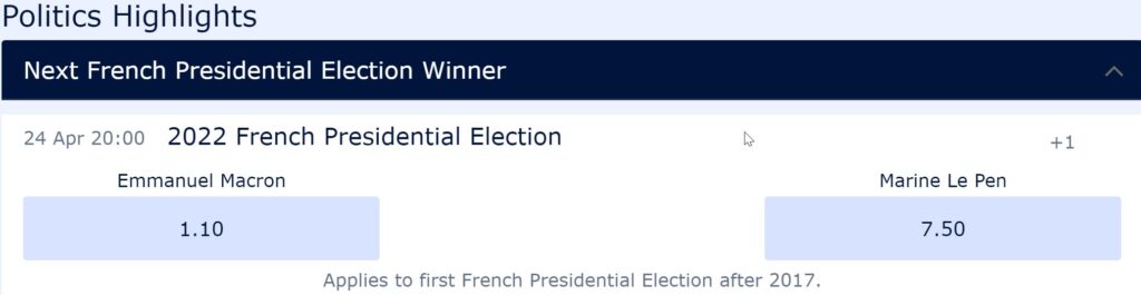 William Hill bet on Macron le pen for presidential 2022